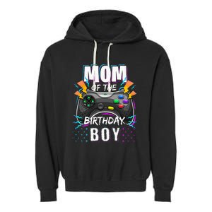 Mom Of The Birthday Boy Matching Video Gamer Birthday Party Garment-Dyed Fleece Hoodie