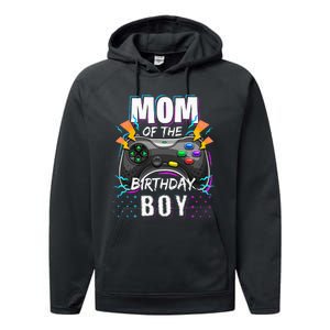 Mom Of The Birthday Boy Matching Video Gamer Birthday Party Performance Fleece Hoodie