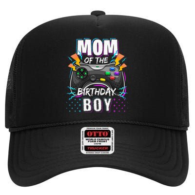 Mom Of The Birthday Boy Matching Video Gamer Birthday Party High Crown Mesh Back Trucker Hat