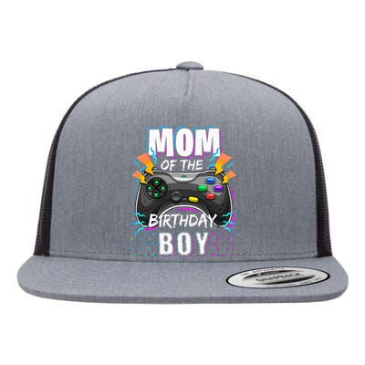 Mom Of The Birthday Boy Matching Video Gamer Birthday Party Flat Bill Trucker Hat