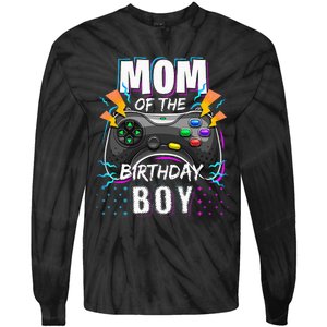 Mom Of The Birthday Boy Matching Video Gamer Birthday Party Tie-Dye Long Sleeve Shirt