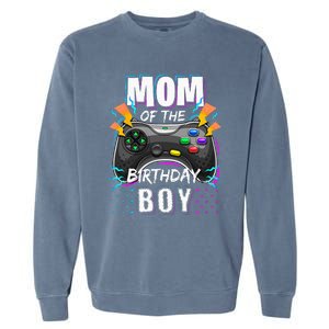 Mom Of The Birthday Boy Matching Video Gamer Birthday Party Garment-Dyed Sweatshirt