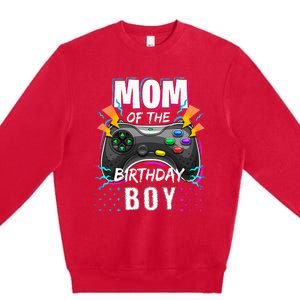 Mom Of The Birthday Boy Matching Video Gamer Birthday Party Premium Crewneck Sweatshirt