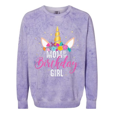 Mom Of The Birthday Girl Mother Gifts Unicorn Birthday Colorblast Crewneck Sweatshirt