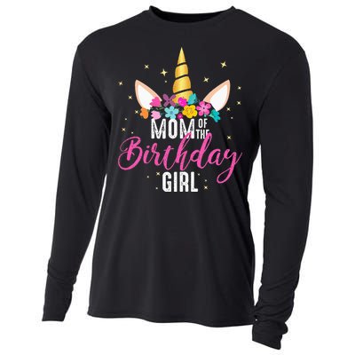 Mom Of The Birthday Girl Mother Gifts Unicorn Birthday Cooling Performance Long Sleeve Crew