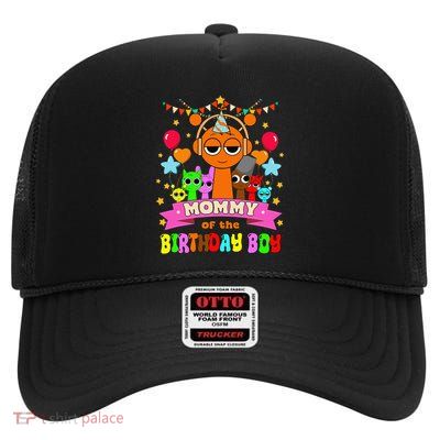 Mommy Of The Birthday Boysprunki Party Bday Theme High Crown Mesh Back Trucker Hat