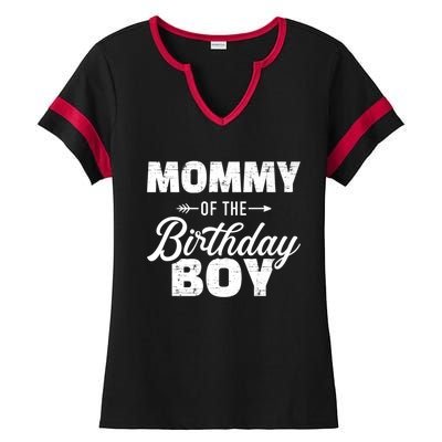 Mommy Of The Birthday, Matching Family For Mom Ladies Halftime Notch Neck Tee