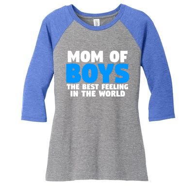 Mom Of The Best Feeling In The World Family Funny Gift Women's Tri-Blend 3/4-Sleeve Raglan Shirt