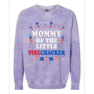 Mommy Of The Little Firecracker 4th Of July Birthday Party Gift Colorblast Crewneck Sweatshirt