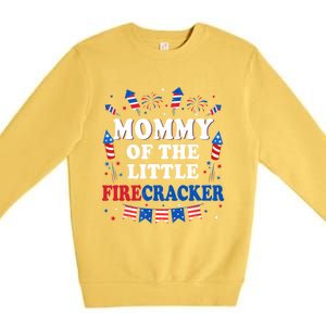 Mommy Of The Little Firecracker 4th Of July Birthday Party Gift Premium Crewneck Sweatshirt