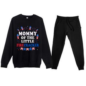 Mommy Of The Little Firecracker 4th Of July Birthday Party Gift Premium Crewneck Sweatsuit Set