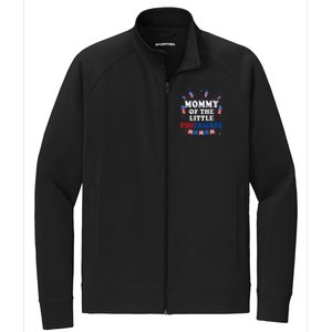 Mommy Of The Little Firecracker 4th Of July Birthday Party Gift Stretch Full-Zip Cadet Jacket