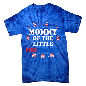 Mommy Of The Little Firecracker 4th Of July Birthday Party Gift Tie-Dye T-Shirt