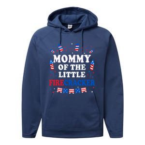 Mommy Of The Little Firecracker 4th Of July Birthday Party Gift Performance Fleece Hoodie