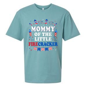 Mommy Of The Little Firecracker 4th Of July Birthday Party Gift Sueded Cloud Jersey T-Shirt