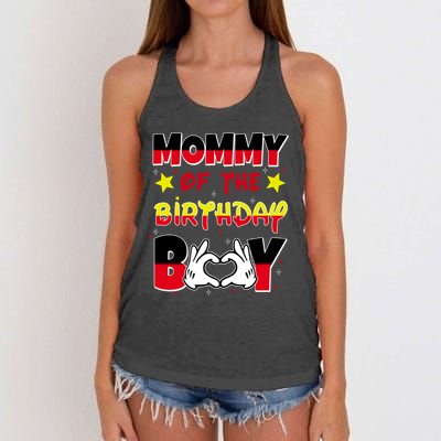 Mommy Of The Birthday Boy Cute Mom Gift Women's Knotted Racerback Tank
