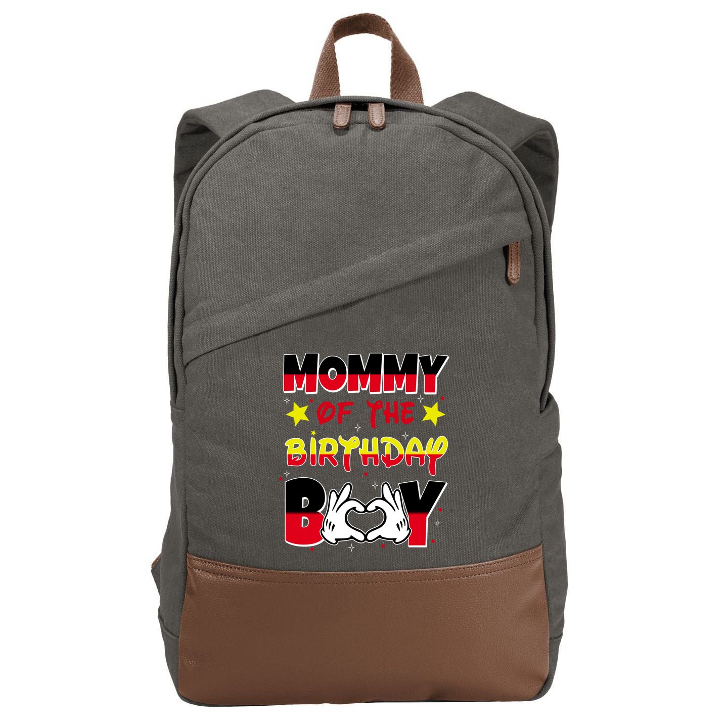 Mommy Of The Birthday Boy Cute Mom Gift Cotton Canvas Backpack