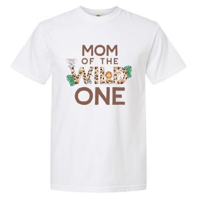 Mom Of The Wild One Animal Safari 1st Birthday Theme Family Cute Gift Garment-Dyed Heavyweight T-Shirt