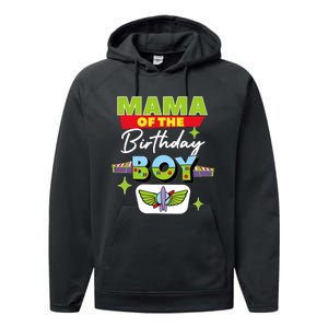 Mama Of The Birthday Boy Toy Funny Story Family Performance Fleece Hoodie