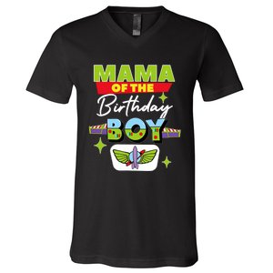 Mama Of The Birthday Boy Toy Funny Story Family V-Neck T-Shirt