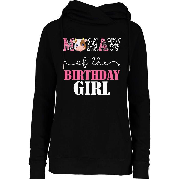 Mamaw Of The Birthday For Girl Cow Farm 1st Birthday Cow Womens Funnel Neck Pullover Hood