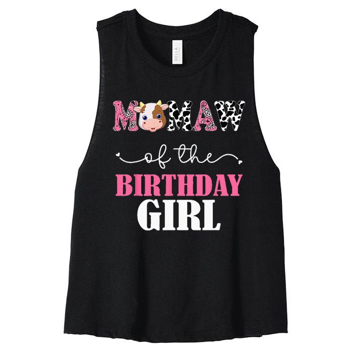 Mamaw Of The Birthday For Girl Cow Farm 1st Birthday Cow Women's Racerback Cropped Tank