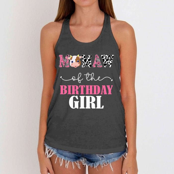 Mamaw Of The Birthday For Girl Cow Farm 1st Birthday Cow Women's Knotted Racerback Tank