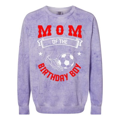 Mom Of The Birthday Boy Soccer Player Bday Team Party Colorblast Crewneck Sweatshirt