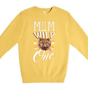 Mom Of The Wild One Mama Of The Wild One 1th Birthday Gift Premium Crewneck Sweatshirt