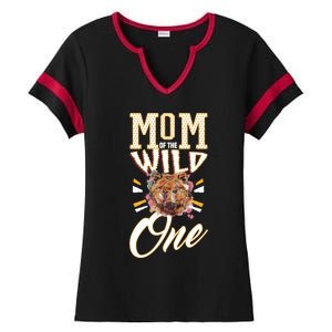 Mom Of The Wild One Mama Of The Wild One 1th Birthday Gift Ladies Halftime Notch Neck Tee