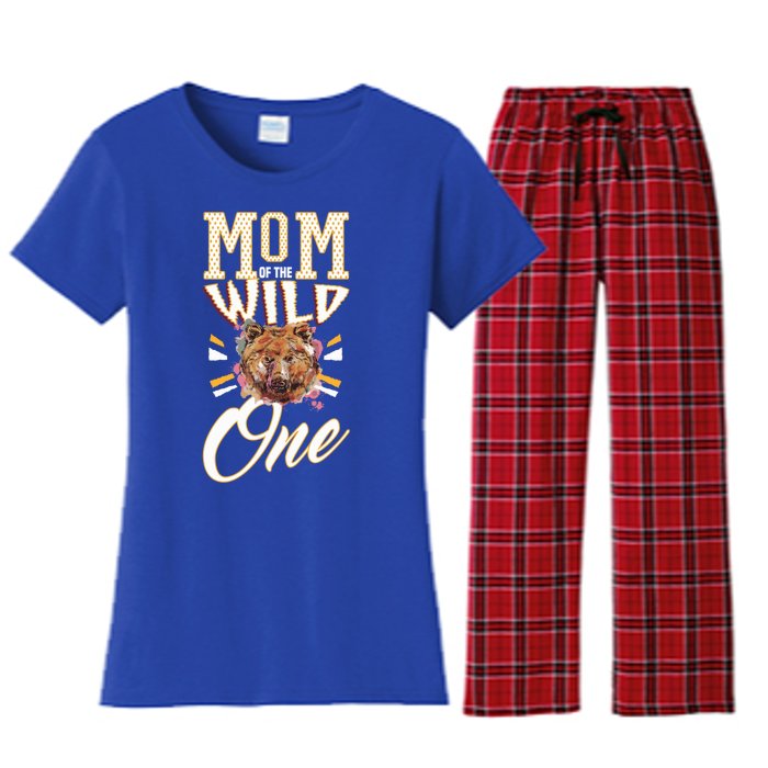 Mom Of The Wild One Mama Of The Wild One 1th Birthday Gift Women's Flannel Pajama Set