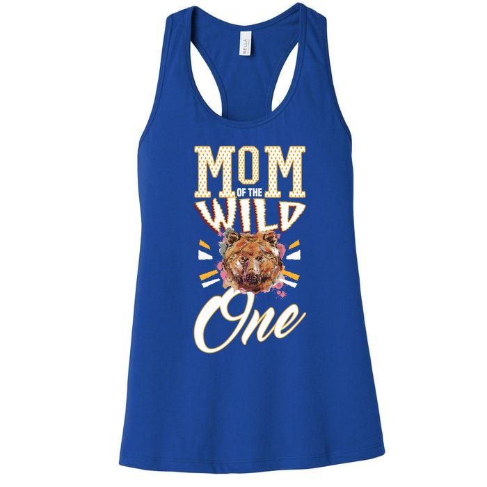 Mom Of The Wild One Mama Of The Wild One 1th Birthday Gift Women's Racerback Tank