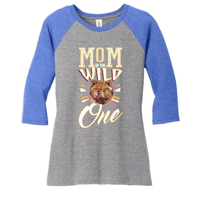 Mom Of The Wild One Mama Of The Wild One 1th Birthday Gift Women's Tri-Blend 3/4-Sleeve Raglan Shirt