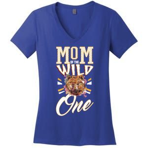 Mom Of The Wild One Mama Of The Wild One 1th Birthday Gift Women's V-Neck T-Shirt