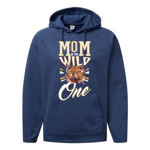 Mom Of The Wild One Mama Of The Wild One 1th Birthday Gift Performance Fleece Hoodie