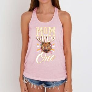 Mom Of The Wild One Mama Of The Wild One 1th Birthday Gift Women's Knotted Racerback Tank