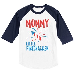 Mommy Of The Little Firecracker Pregnancy Announcet Gift Baseball Sleeve Shirt