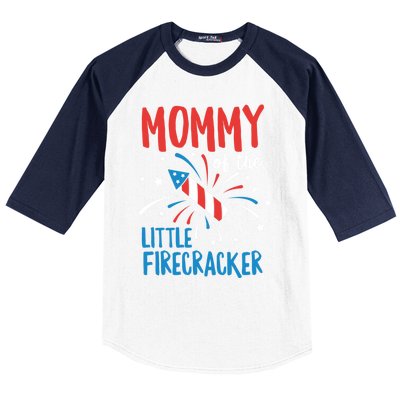 Mommy Of The Little Firecracker Pregnancy Announcet Gift Baseball Sleeve Shirt