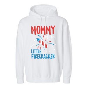 Mommy Of The Little Firecracker Pregnancy Announcet Gift Garment-Dyed Fleece Hoodie