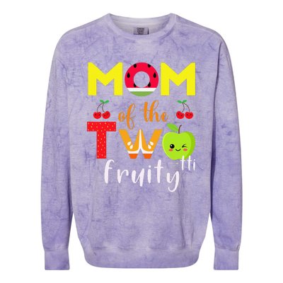 Mom Of the Twotti Frutti 2nd Birthday Party Fruit Themed Colorblast Crewneck Sweatshirt