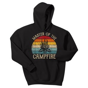 Master Of The Campfire Camping Retro Camper Kids Hoodie