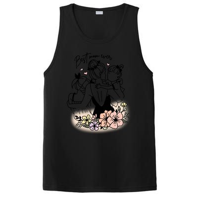 Mom Of Two Best Mom Ever Mother's Day Best Mom Ever Floral Mother PosiCharge Competitor Tank