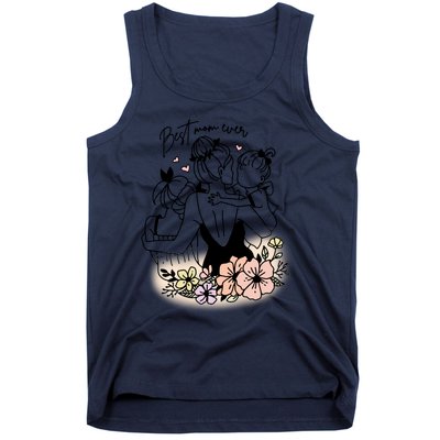 Mom Of Two Best Mom Ever Mother's Day Best Mom Ever Floral Mother Tank Top