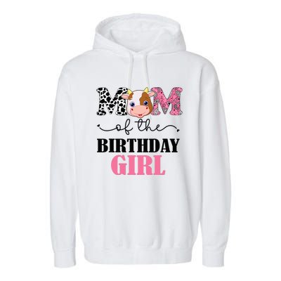 Mom of The Birthday Farm Cow Mommy Mama 1st Garment-Dyed Fleece Hoodie