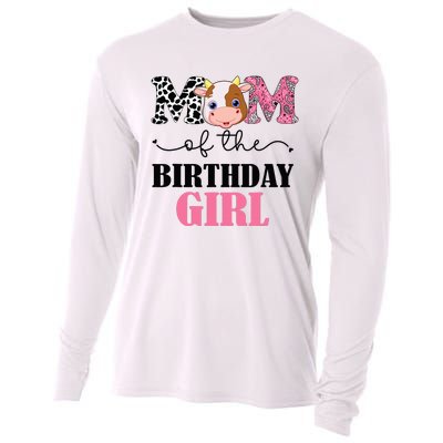 Mom of The Birthday Farm Cow Mommy Mama 1st Cooling Performance Long Sleeve Crew