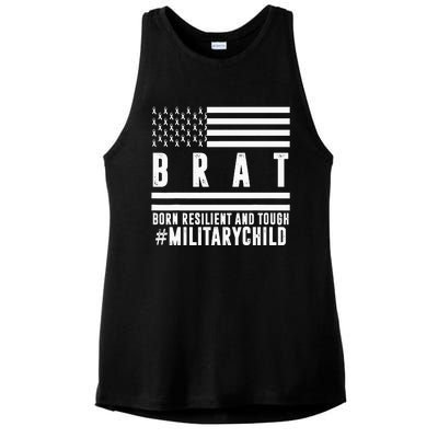 Month Of The Military Child BRAT Born Resilient And Tough Ladies PosiCharge Tri-Blend Wicking Tank