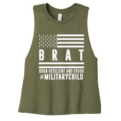 Month Of The Military Child BRAT Born Resilient And Tough Women's Racerback Cropped Tank