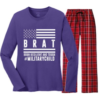 Month Of The Military Child BRAT Born Resilient And Tough Women's Long Sleeve Flannel Pajama Set 