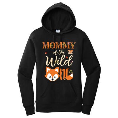 Mommy Of The Wild One Birthday Girl Fox Lover Mom Mother Women's Pullover Hoodie