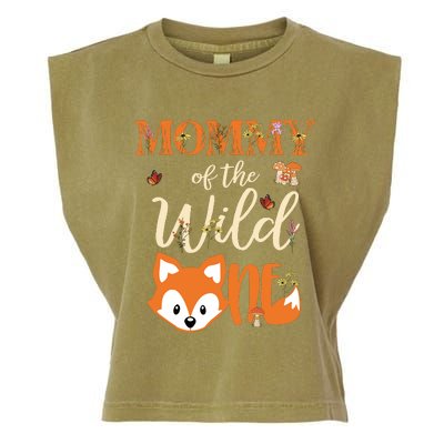 Mommy Of The Wild One Birthday Girl Fox Lover Mom Mother Garment-Dyed Women's Muscle Tee